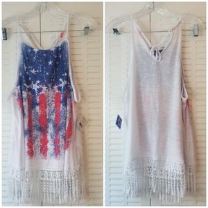 American Flag Fringe Halter Top